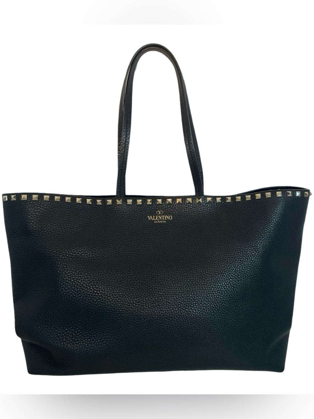 Valentino Garavani Black Rockstud Leather Tote